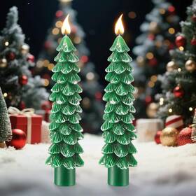 Ia-ceoighe-0268 Ceoighe 2 Pack Christmas Tree Candles 5 Inch Unscented Shaped Taper Beeswax Can
