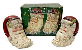 17416 Certified International Corp. Christmas Salt And Pepper Set Santas Twilight Ceramic Hand Painted Shakers Xmas
