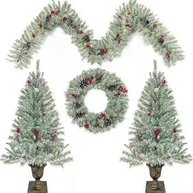 Cesicia 313110095089 48 Inch X 26 Christmas Tree Arbor 4-piece Set With Led Lights And Garland