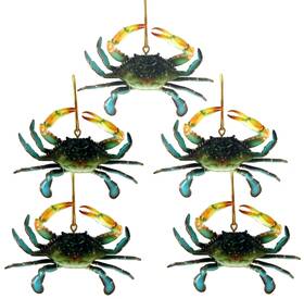 4orncrab5pc Charlotte International Coastal Maryland Blue Crab Christmas 4 Inch Ornament Set Of 5