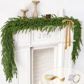002-nfk Cherica Norfolk Pine Christmas Garland With Lights 2 Pack