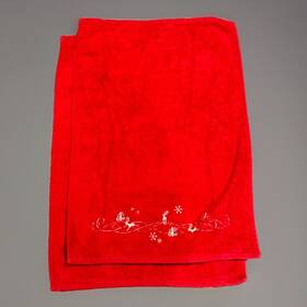 59476 Cherish The Season Lot Of Two Christmas Towels Red With Reindeer 27 X 18 Inch