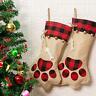 Cherpet Christmas Cat Stocking Hanger Red&black Plaid Personalized Burlap