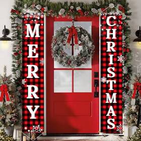 780098 Chh Christmas Door Banner 71x13 Inch Front Porch Outdoor Holiday Decor Hanging Sign