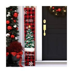 Ele-chitidr-1367 Chitidr Christmas Front Porch Sign Plaid Wooden Merry Standing Vertica
