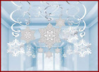 Christmas-001 Silver Snowflake Swirls Decor Christmas Hanging Decorations For 710711117736