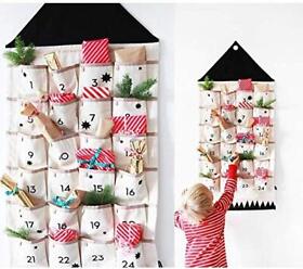 Christmas Advent Calendar With Pockets Wall Hanging Bag For Home Xmas Countdown