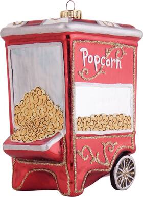Cbk60141 Christmas By Krebs Street Vendor Popcorn Machine Holiday Ornament Glass