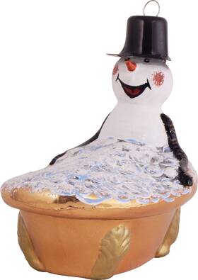 Cbk60145 Christmas By Krebs Jolly Snowman In Bubble Bath Holiday Ornament Glass