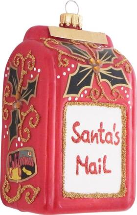Cbk60147 Christmas By Krebs Santas Mail Postal Box With Poinsettias Holiday Ornament Glass