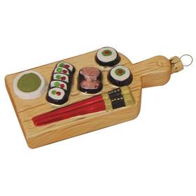 Cbk90067 Christmas By Krebs Sushi Platter Holiday Ornament Glass