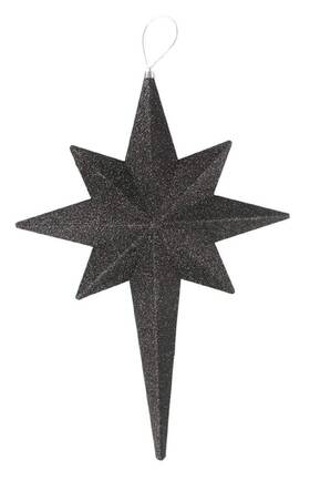Christmas Central 191296170581 20 Inch Black And Silver Glittered Bethlehem Star Shatterproof Ornament
