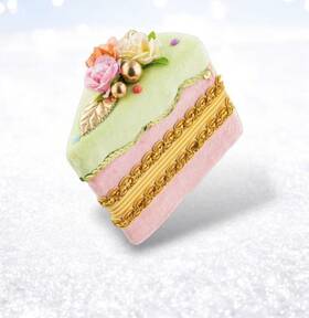 Christmas Decor 807962002475 Pre-order 4.5 Inch Pink Cake Slice Ornament Set Of 2 Ships 8/2025