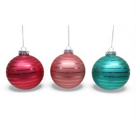 Christmas Decor 807962796237 Pre-order 4 Inch Dark/light Pink And Teal Ornaments Set Of 3 Ships