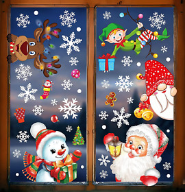 Christmas Decorations Snowflakes Window Clings Decals Winter 350pcs