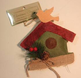 Christmas Elegance 887718321753 Tree Ornament Hand Made Bird House Folk Art Americana Style New