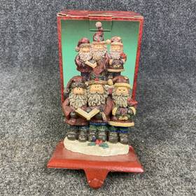 61459 Christmas Fantasy Ltd Vtg Caroling Santas Stocking Holder Hanger Mint