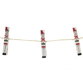 Gar74461 Christmas Snowman Clothespin Garland Wood Winter String