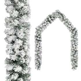 320967 Christmas Garland With Flocked Snow Green 16.4foot Pvc