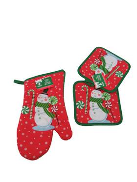 186868 Christmas House Lot Of Snowman Oven Mitt And Pot Holders Nwt Red Green