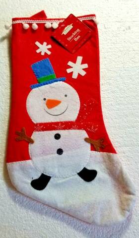 Christmas House 639277283740 Snowman Holiday Stocking Pom Accents 16 Inch Cute Decoration