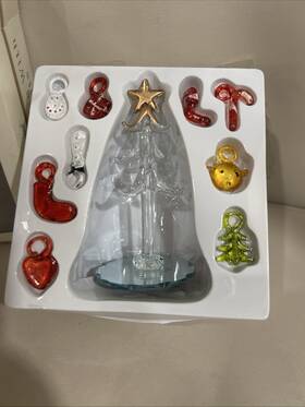76673 Christmas House 639277736864 Mini Glass Tree With 9 Ornaments By 4 Inch Tall Item#76673