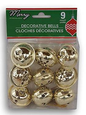 Christmas House 799789259883 Decorative Miniature Gold Jingle Bells - 9 Count