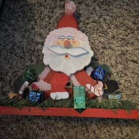 Xa108 Christmas House Wooden Santa Claus Figurine Multicolor Traditional Decor