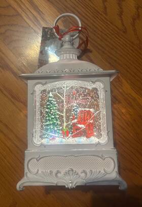Christmas Is Forever 666079707839 New Open Box In Heaven Glitter Lantern 10 Inch Cardinals/trees/chair Light