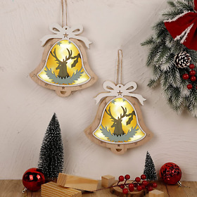 Christmas Jingle Bell Ornaments 2 Pack 8inch X 7.5inch Wall Decor Lighted J
