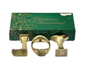 4669 Christmas Remembered 3 Piece Candlestick Holder Set Joy Vintage 1994 Solid Brass