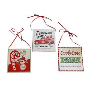 1011845 Christmas Shoppe 3 Peppermint Ornaments Candy Cane Themed Nostalgic Vintage Style