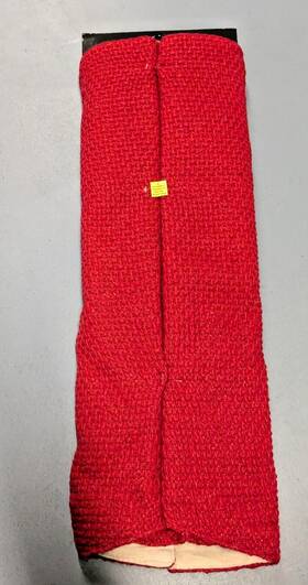 5974167 Christmas Shoppe Jute Tree Skirt 48 Inch Circle Red And Tan Heavy Reversible Button