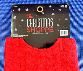 Christmas Shoppe Hl9181601 48 Inch Tree Skirt Classic Red Cable Knit Felt Lined New