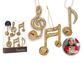 Az-1008 Christmas Traditions Parent 4 Inch Gold Glittered Hanging Musical