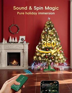Sdj006 Christmas Tree 360 Musical Stand Speaker Rotating Bluetooth Up To 9ft New
