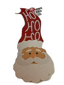 Christmas Wall Hanging Wood Decor Sign Santa Ho With Glitter