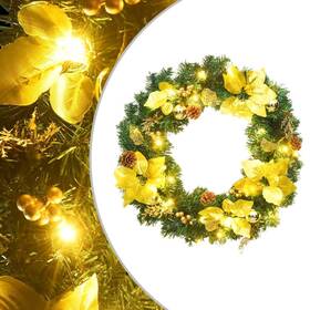 Christmas Wreath Green Gold Pvc 720286017845 And 23.6 In Decorative Inlays
