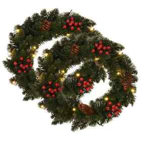 284330 Christmas Wreaths 2 Pcs With Decoration Green 17.7inch