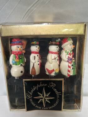 00-669-0 Christopher Radko Christmas Holiday Snowman Pate Knives Cheese Spreaders