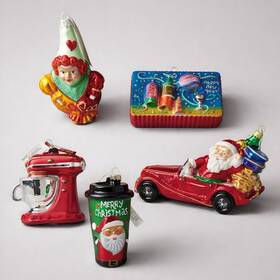 Christopher Radko 00-999-4 Lot Of 5 Vintage Hand-painted Glass Santa Car Christmas Ornament