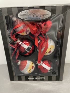 Christopher Radko 026301873600 Celebrations By Hand Crafted Glass Ornaments Set Of 6 Santas Christmas
