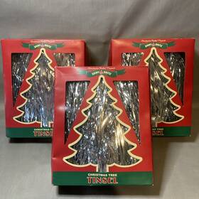 Christopher Radko 645001514523 Shiny Brite Christmas Tree Tinsel 1000 Strand 18 Inch 3 Box Lot