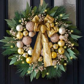 Cms0012-22-24 Chvista Christmas Wreath With Lights 24 Inch Wreaths For Front Door C