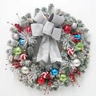 Chzh1761888thd Christmas Wreath With Led Flocked Whimsical Artificial 0811740019609