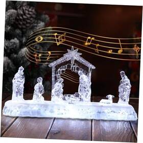 Cinnvoice-qiy-0143 Cinnvoice 13 Inch Nativity Sets Indoor Decor For Christmas Led Acrylic Clear Classic
