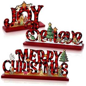 Qiy-cinnvoice-1921 Cinnvoice 3 Pcs Christmas Table Decorations Nativity Scene Wooden Set Red And Black