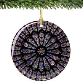 City-souvenirs 708608900561 Rose Window Christmas Ornament Notre 2.75 Inches Green Blue Red Black
