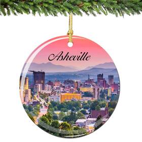 City-souvenirs 708608902244 Asheville North Carolina Christmas Ornament Porcelain Double Sided 2.75 Mutli