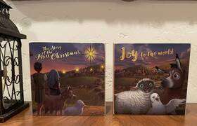 City View Decor 047475375950 2 Set Wooden Block Art From Sony Movie The Star Story Of First Christmas